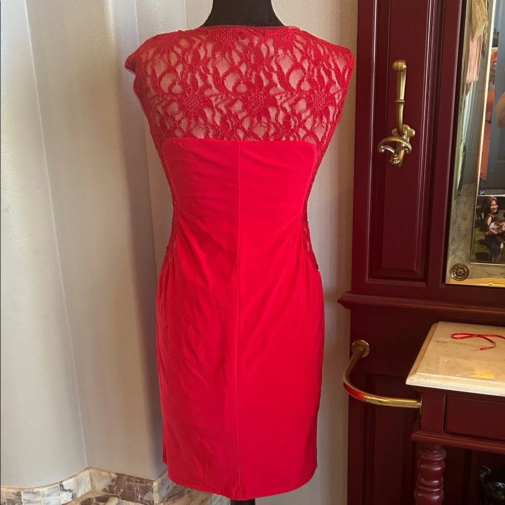 R&M Richards Red Lace Mini Dress - Picture 11 of 12